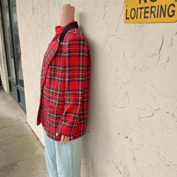 Vintage Tartan Plaid Wool Blend Blazer - Picture 4 of 8